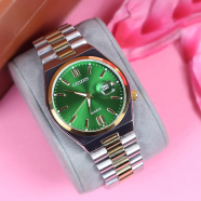 Citizen Automatic Date Analogue Dial Stainless Steel Golden and Silver Chain Watch for Man image