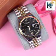 Citizen Automatic Date Analogue Dial Stainless Steel Golden and Silver Chain Watch for Man image