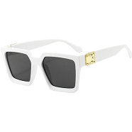 Classic Oversize Square Sunglasses Man Woman White Gold Frame Black Lens icon