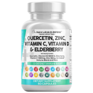Clean Nutraceuticals Quercetin 1000 mg Zinc Vitamin C Vitamin D Bromelain Elderberry - 60 Capsules image