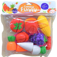 Colorful Plastic Fruits and Vegetable Cutting and Assembling Set for Kids- 9 Pcs image