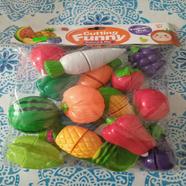 Colorful Plastic Fruits and Vegetable Cutting and Assembling Set for Kids- 18 Pcs image