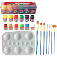 Combo Faber Castell Poster 12 Color Keep Smiling 7 Pcs Mix Brush 1 Set Round Color Platte image