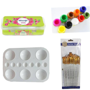 Combo Fevicryl Acrylic Colorus Sunflower Kit Fabric Color Fabric Paint Keep Smiling 13 Pcs Mix Brush 1 Set Artists Round Color Platte 1 Pcs image