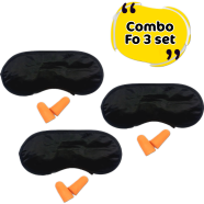 Combo Of 3 Set Black Color Silk Eye Mask Memory Foam Ear Plug 2Pcs icon