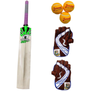 Combo Pack Of Cricket Bat Cricket Ball And Wicket Keeping Gloves - 3 Pcs image