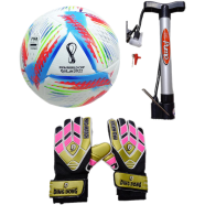 Combo Pack Of Football Keeping Gloves And Football Pumper 3 Pcs image