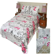 Cotton Fabric Multicolor Print Double King Size Bedsheet Set 7.5 by 8.5 Feet With Two Pillow Covers - Elegant Bedding image