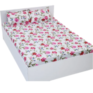 Cotton Fabric Multicolor Print Double King Size Bedsheet Set (7.5 by 8.5 Feet) with Two Pillow Covers - Elegant Bedding - Easy Maintanance image