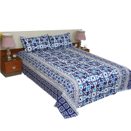 Cotton Print 7.5/8.5 Feet Double King Size Bedsheet Set With Two Pillow Covers image