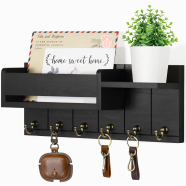 Creative Furniture Rustic Wall Mounted Key Rack And Mail Organizer With Shelf 6 Hooks icon
