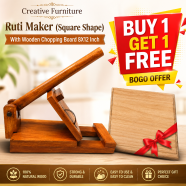 Creative Furniture Ruti Maker (Square Shape) With Wooden Chopping Board 8X12 Inch (Buy 1 Get 1 FREE) image