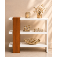Creative Furniture Wooden Decorative Storage Shelf White And Natural Wood Finish icon