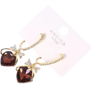 Cubic Zironia Flower Chain Hoop Earring For Women Light Brown Crystal Pendant Earing Ear Jewelry Triangle Earrings Wedding Chain icon