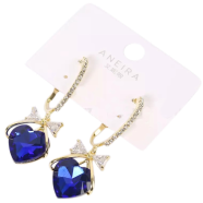 Cubic Zironia Flower Chain Hoop Earring For Women Light Brown Crystal Pendant Earing Ear Jewelry Triangle Earrings Wedding Chain icon