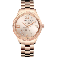Curren 9009 Quartz Movement Round Dial Stainless Steel Waterproof Women Watch image