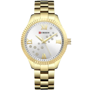 Curren 9009 Quartz Movement Round Dial Stainless Steel Waterproof Women Watch image