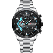 Curren Chronograph Stainless Steel Watch for Men Silver Black (8402 ) image