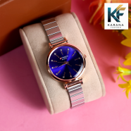 Curren Fashionable White and Pink Dial Analogue Premium Quartz Stainless Steel Chain Watch for Women image