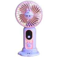 Cute Character Theme USB Hand Fan for Kids with USB Cable And Mobile Stand Rechargeable image