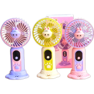 Cute Character Theme USB Hand Fan for Kids with USB Cable And Mobile Stand Rechargeable image