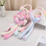 Cute Plush Rabbit Ear Muffs Soft Moving Jumping Ears Winter Warm Earmuffs Colorful Ear Protection Cover For Women Girls image