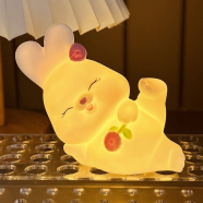 Cute Pocket Panda LED Warm Yellow Mono Night Light, Battery Powered, Soft Nursery Lamp image