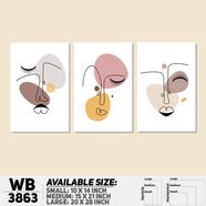 DDecorator Abstract Line Art Wall Decor - Set of 3 WB3863