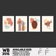 DDecorator Abstract Line Art (Set of 4) Wall Board And Wall Canvas - WB3516