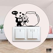 DDecorator Cat Loves Fish Switch and Socket Vinyl Decals Removable Wall Sticker image
