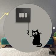 DDecorator Cat Staring At Fish Switch and Socket Vinyl Decals Removable Wall Sticker image