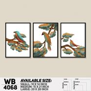 DDecorator Digital Painted Bird Abstract Art (Set of 3) Wall Board and Wall Canvas - WB4068