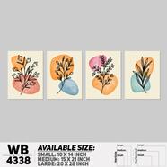 DDecorator Flower And Leaf Abstract Art (Set of 4) Wall Board And Wall Canvas - WB4338