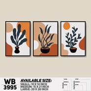 DDecorator Flower And Leaf Abstract Art (Set of 3) Wall Board And Wall Canvas - WB3995