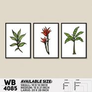DDecorator Flower And Leaf Abstract Art Wall Board And Wall Canvas - Set of 3 - WB4085