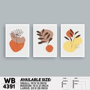 DDecorator Flower And Leaf Abstract Art (Set of 3) Wall Board And Wall Canvas - WB4391