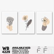 DDecorator Flower And Leaf Abstract Art (Set of 3) Wall Board And Wall Canvas - WB4229