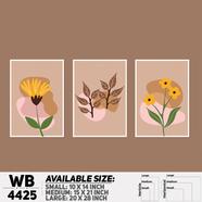 DDecorator Flower And Leaf Abstract Art (Set of 3) Wall Board And Wall Canvas - WB4425