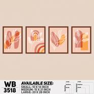 DDecorator Flower And Leaf ArtWork (Set of 4) Wall Board And Wall Canvas - WB3518