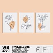 DDecorator Flower And Leaf ArtWork Wall Decor - Set of 3 WB3779