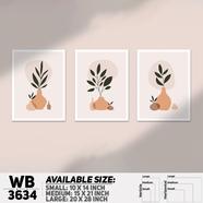 DDecorator Flower And Leaf ArtWork Wall Decor - Set of 3 WB3634