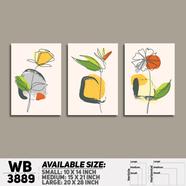 DDecorator Flower And Leaf ArtWork Wall Decor - Set of 3 WB3889