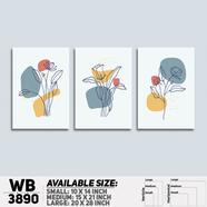 DDecorator Flower And Leaf ArtWork Wall Decor - Set of 3 WB3890