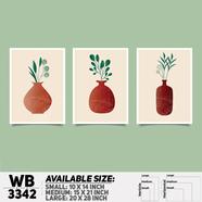 DDecorator Flower And Leaf ArtWork (Set of 3) Wall Board And Wall Canvas - WB3342