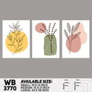 DDecorator Flower And Leaf ArtWork Wall Decor - Set of 3 WB3770