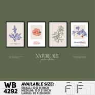 DDecorator Flower And Leaf Typography Art (Set of 4) Wall Board And Wall Canvas - WB4292