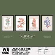 DDecorator Flower And Leaf Typography Art (Set of 4) Wall Board And Wall Canvas - WB4410