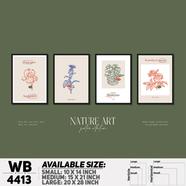 DDecorator Flower And Leaf Typography Art (Set of 4) Wall Board And Wall Canvas - WB4413