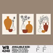 DDecorator Flower And Leaf With Vase (Set of 3) Wall Board And Wall Canvas - WB4240