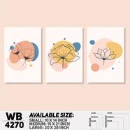 DDecorator Flower and Leaf Abstract Art (Set of 3) Wall Board and Wall Canvas - WB4270